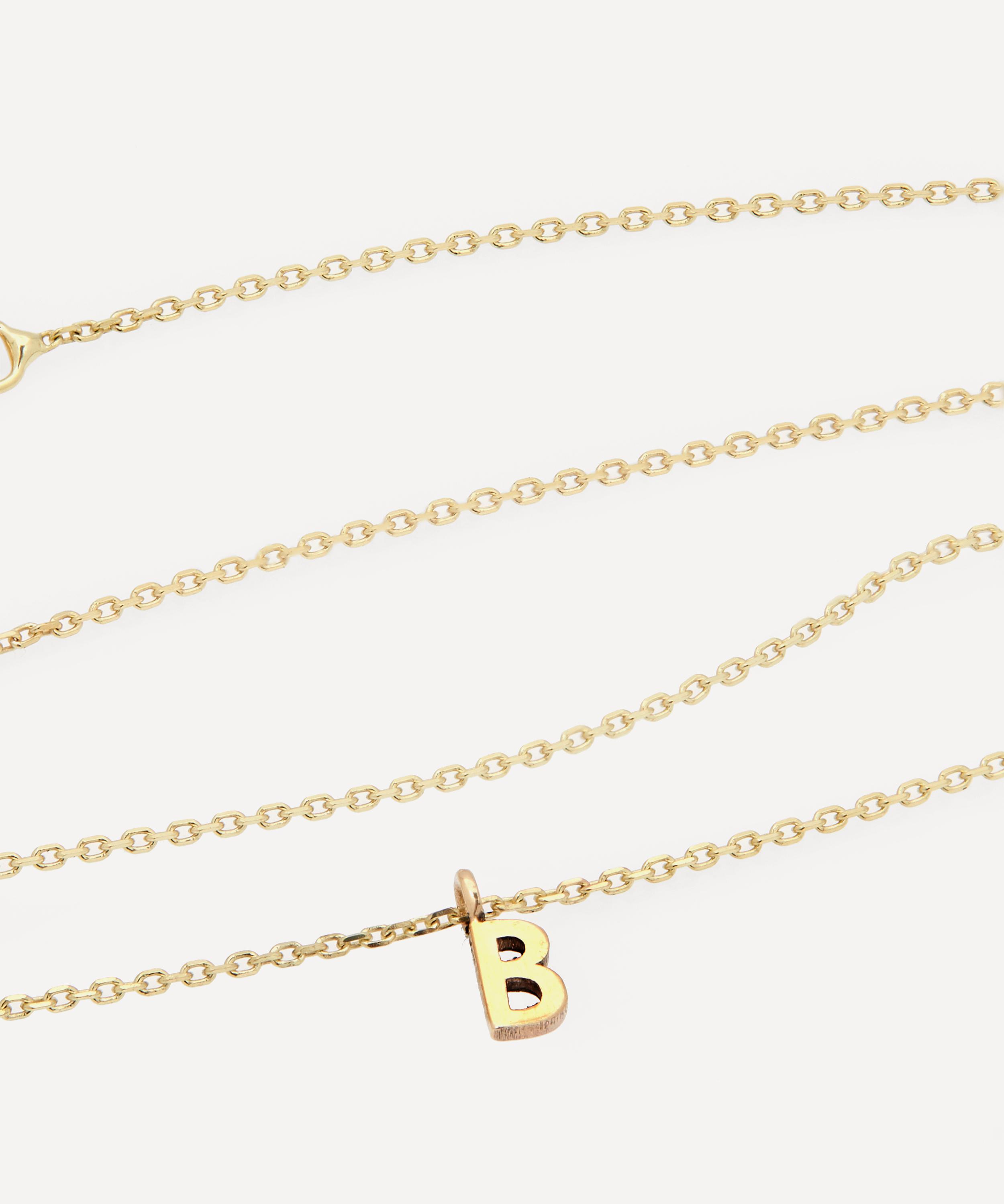 AURUM + GREY - 9ct Gold B Initial Pendant Necklace image number 3