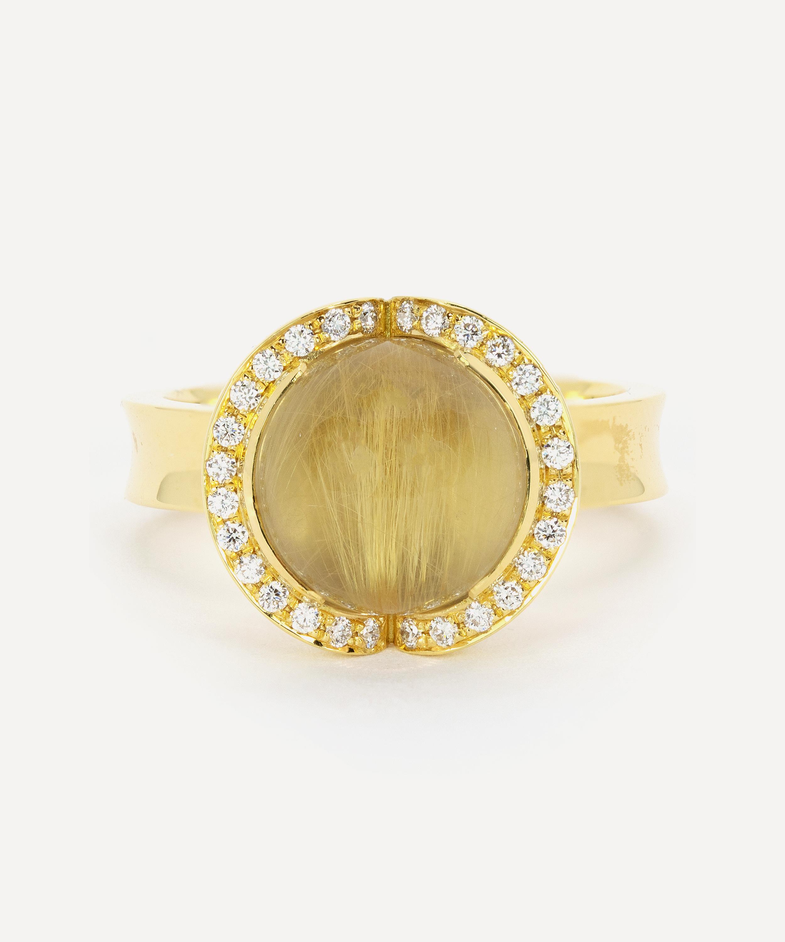 Kojis - 18ct Gold Rutilated Quartz and Diamond Ring image number 0