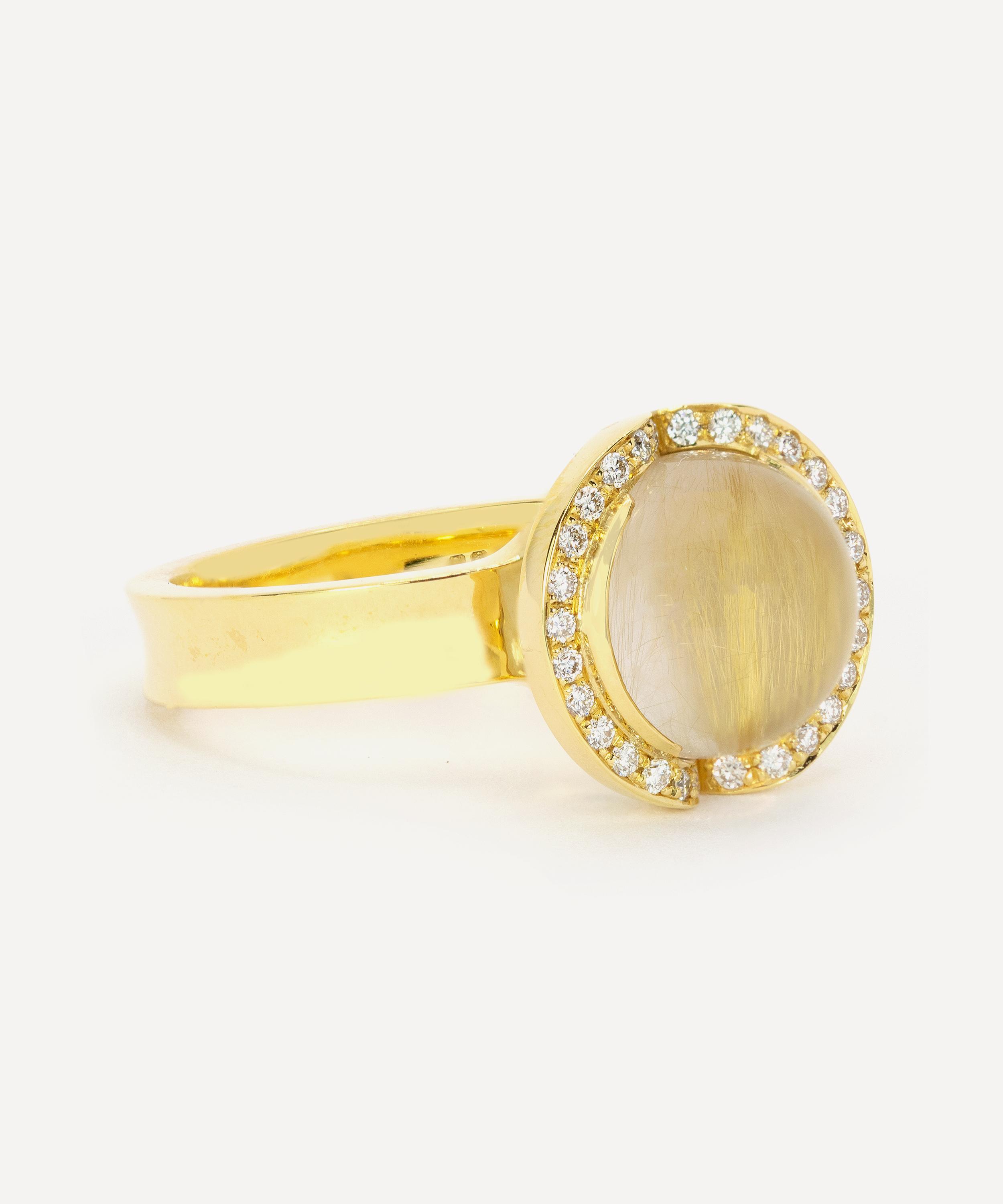 Kojis - 18ct Gold Rutilated Quartz and Diamond Ring image number 1