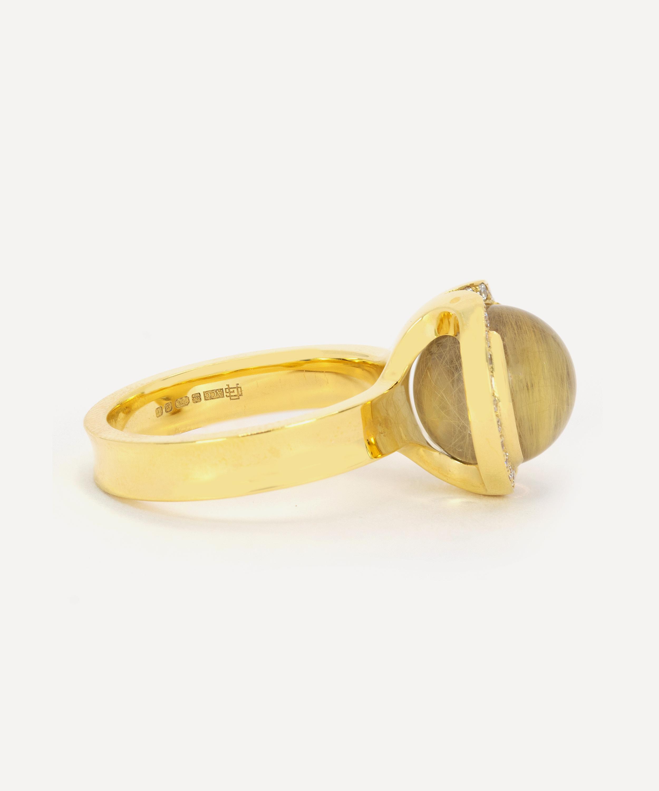 Kojis - 18ct Gold Rutilated Quartz and Diamond Ring image number 2
