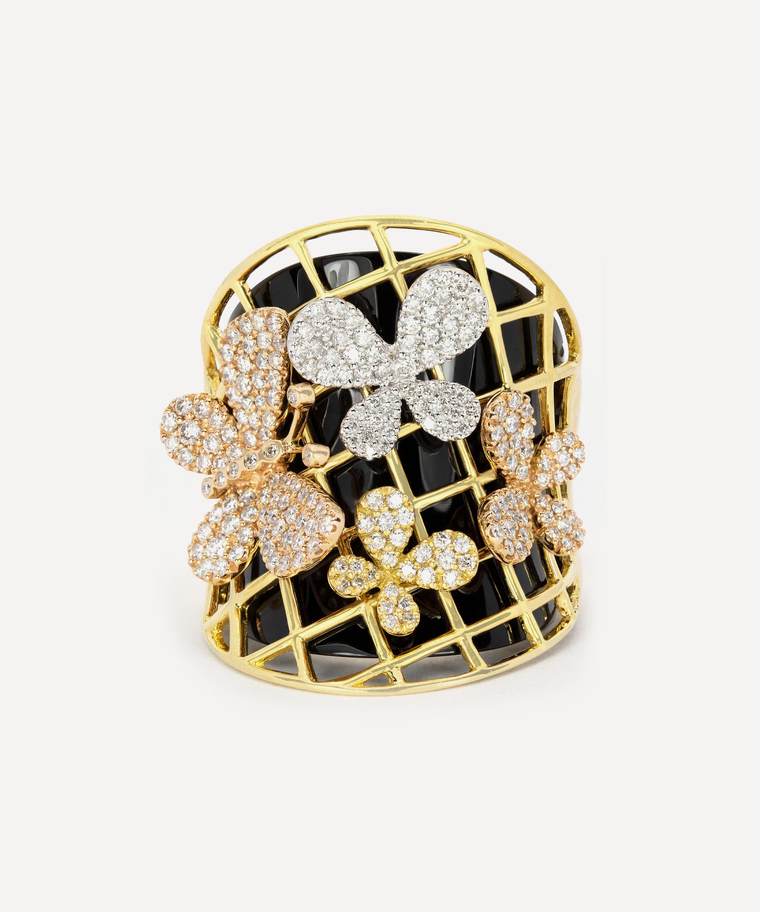 Kojis - 18ct Gold Diamond and Onyx Cuff Ring image number 0