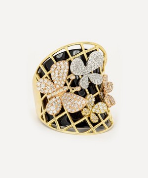 Kojis - 18ct Gold Diamond and Onyx Cuff Ring image number 2