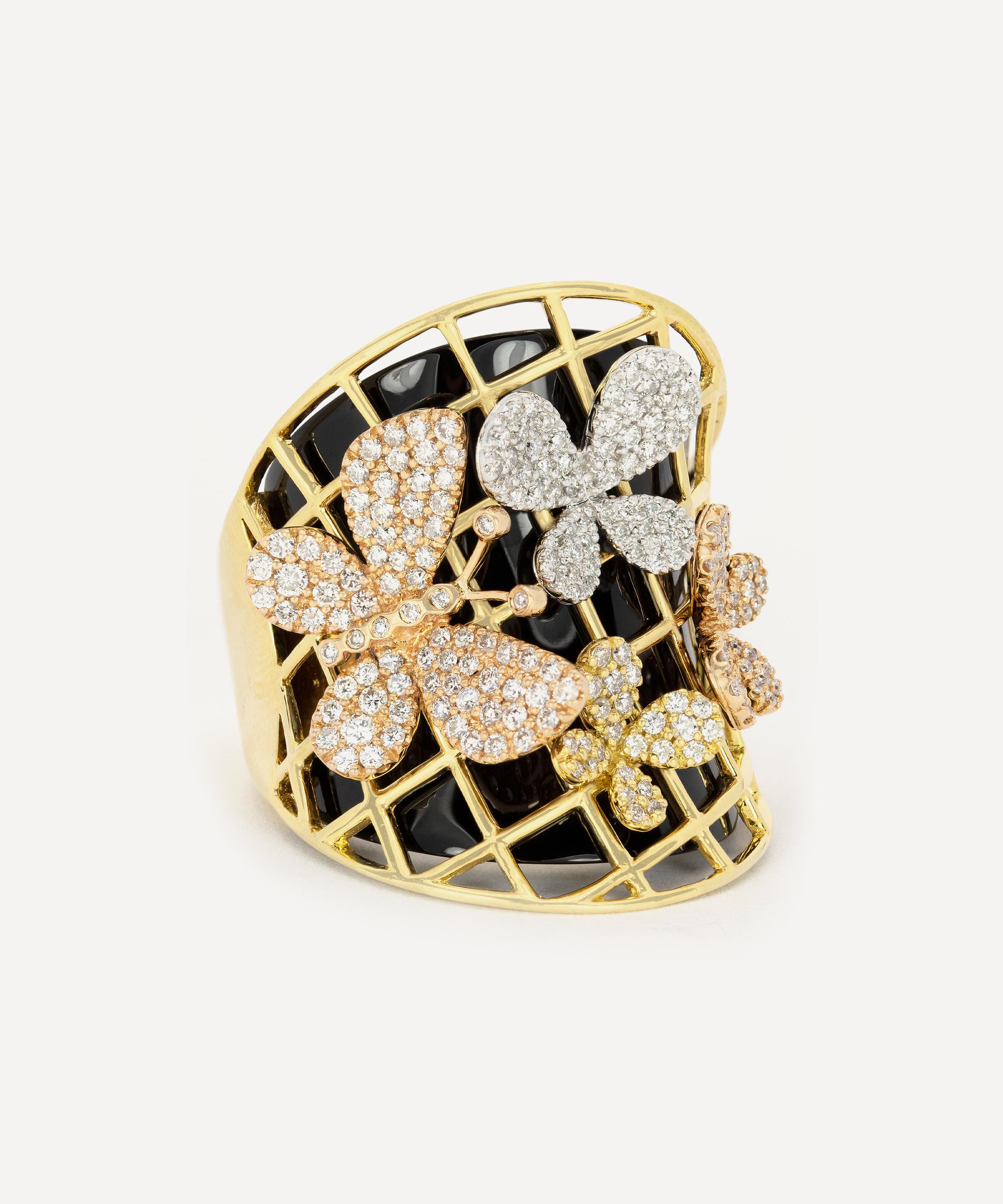 Kojis - 18ct Gold Diamond and Onyx Cuff Ring image number 2