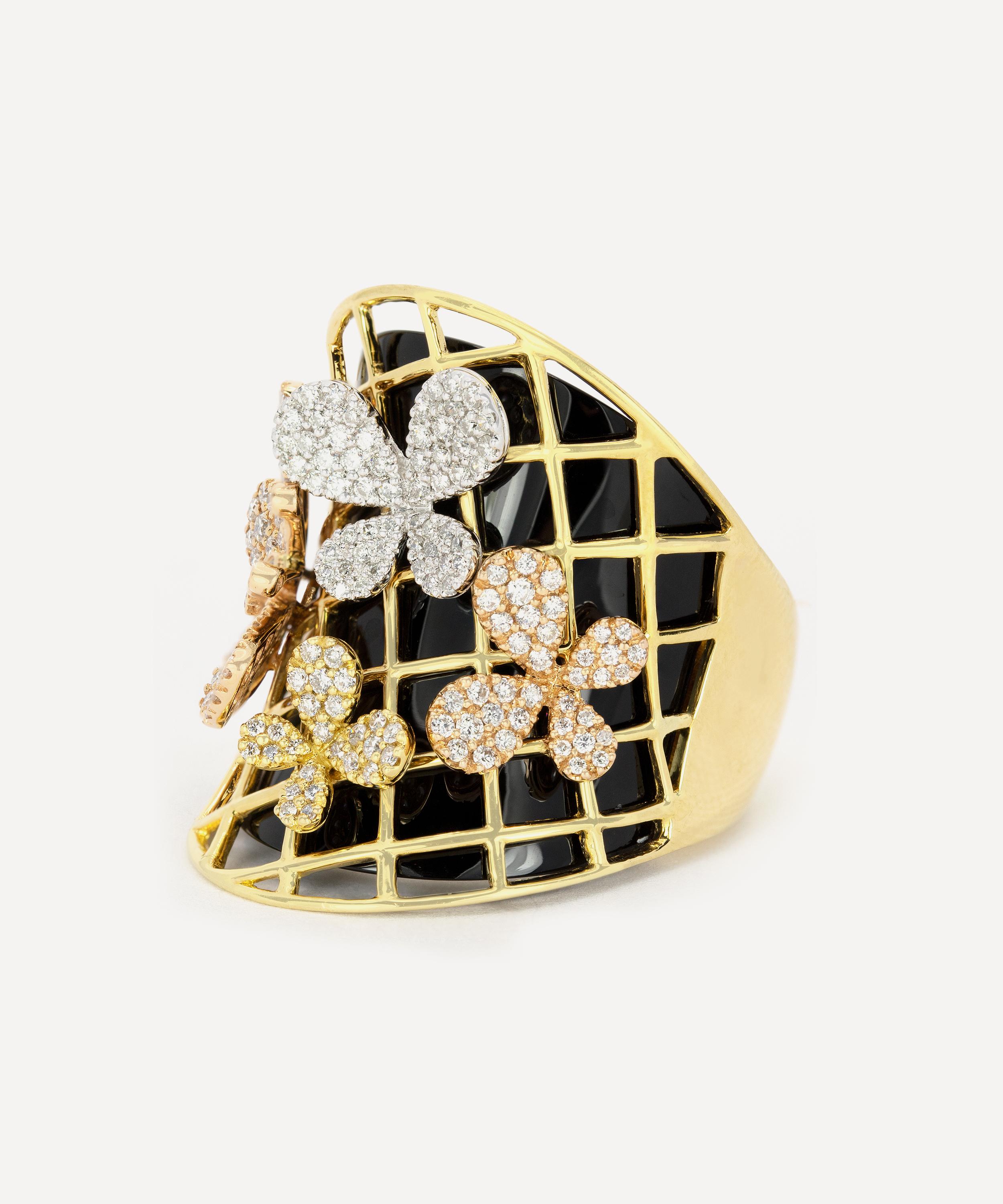 Kojis - 18ct Gold Diamond and Onyx Cuff Ring image number 3