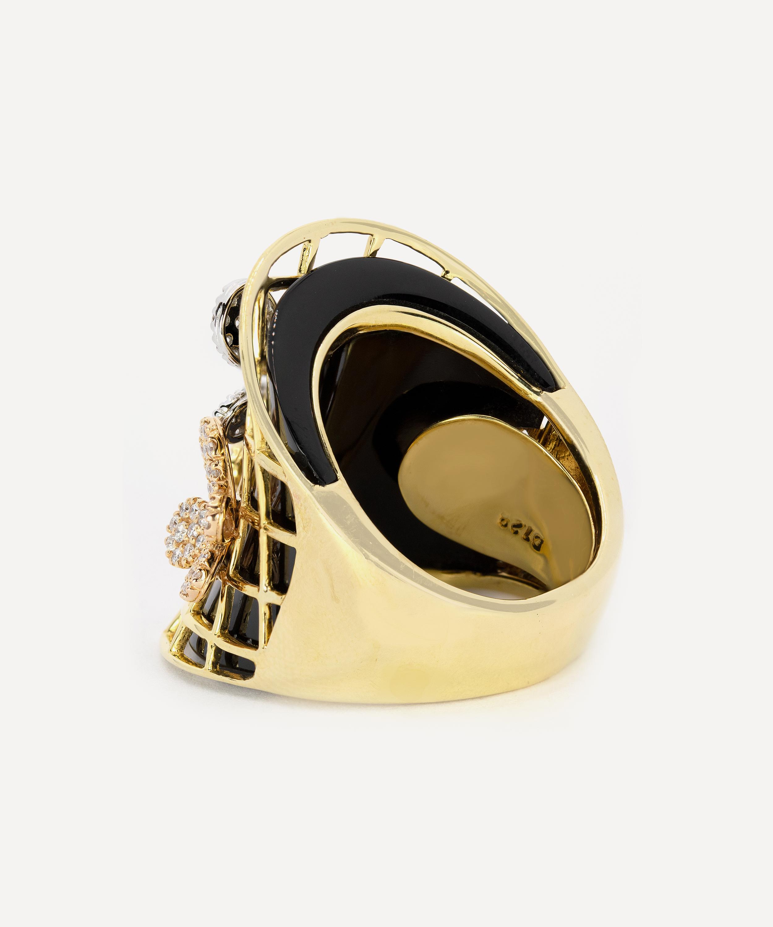 Kojis - 18ct Gold Diamond and Onyx Cuff Ring image number 4