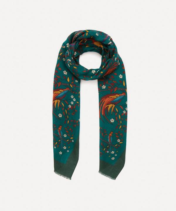 Drakes - Birds of Paradise Print Wool Scarf image number 0