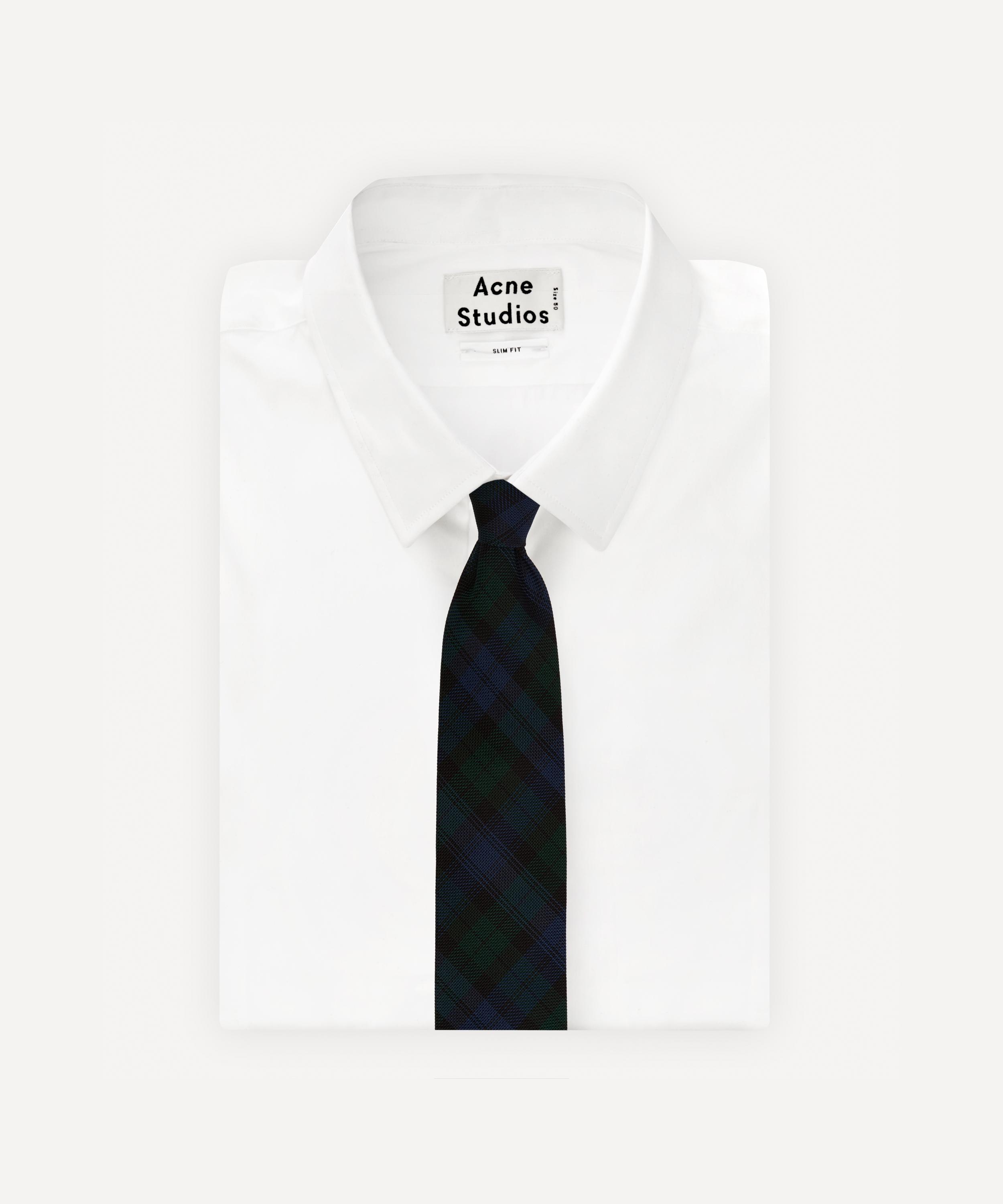 Drakes - Hand-Rolled Tartan Silk Tie image number 1