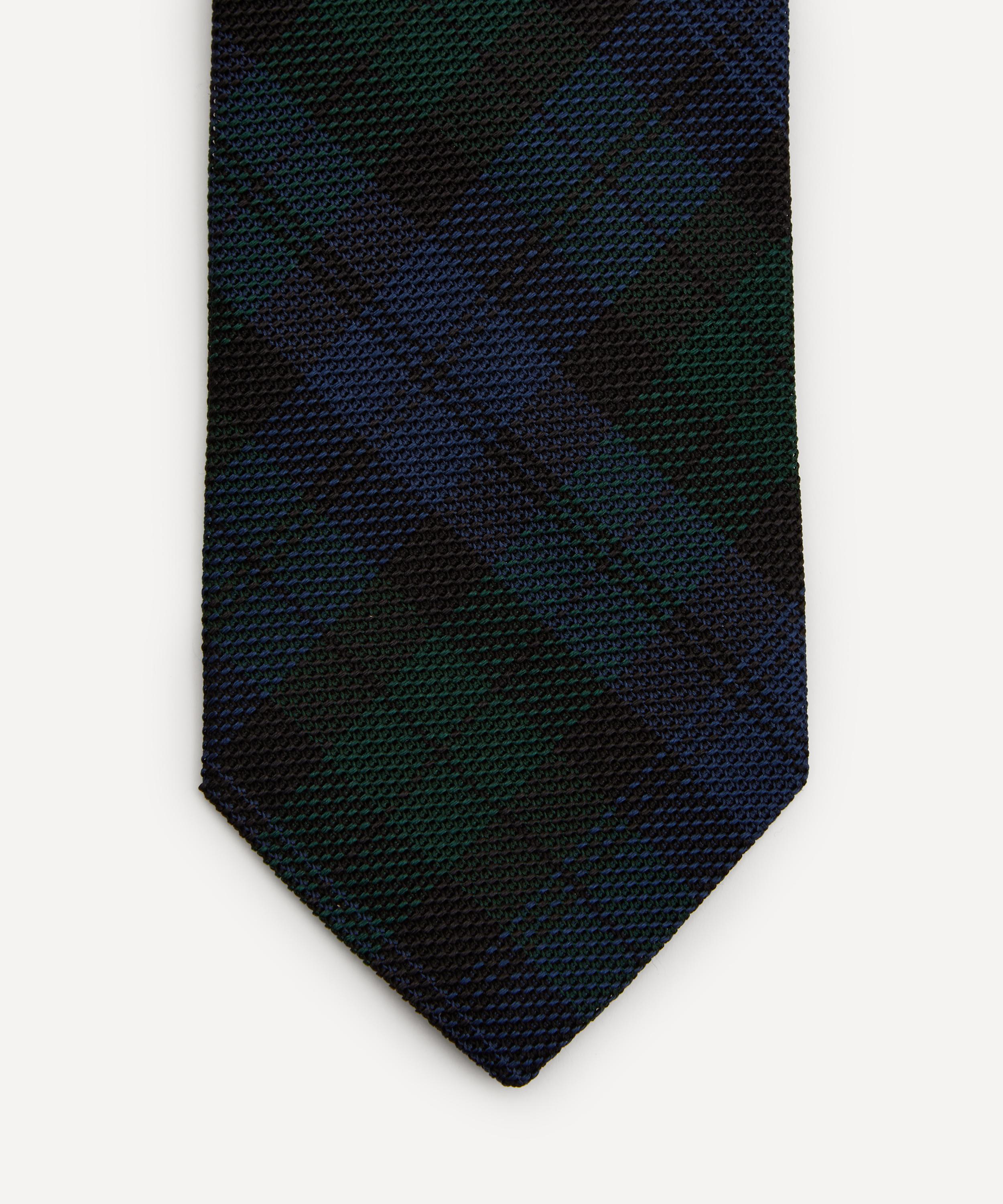Drakes - Hand-Rolled Tartan Silk Tie image number 2
