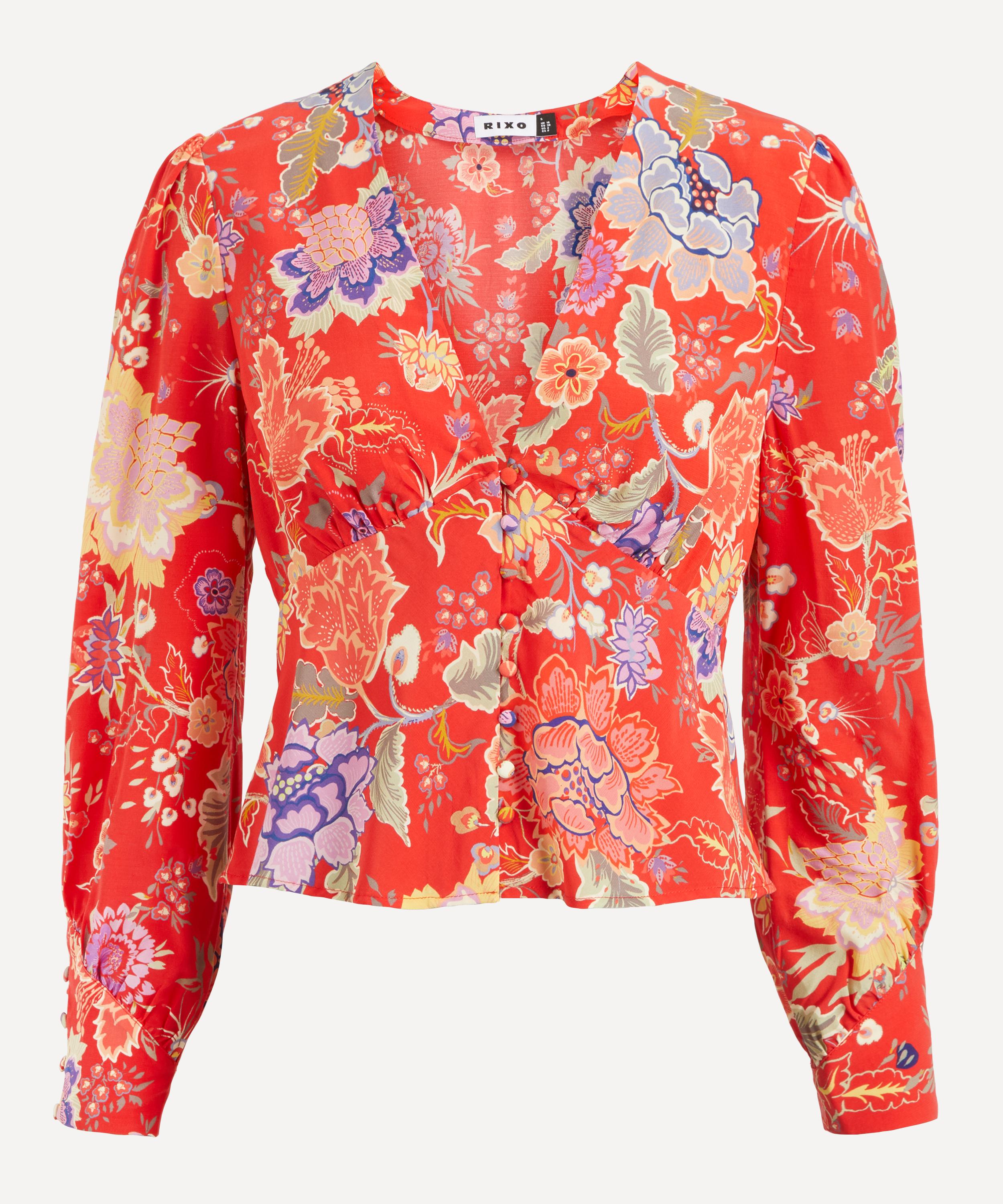 RIXO - Azra V-Neck Button-Up Blouse image number 0