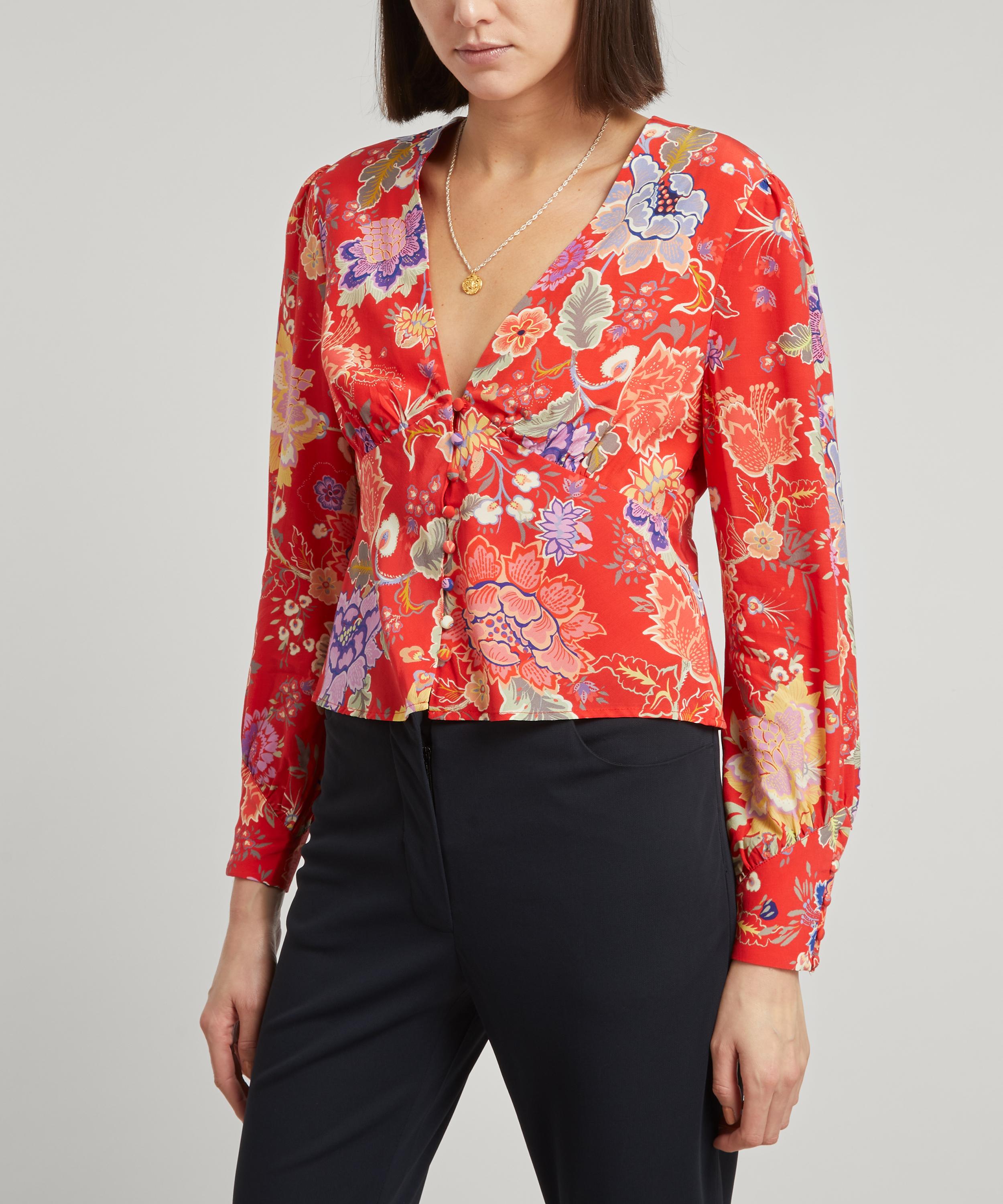 RIXO - Azra V-Neck Button-Up Blouse image number 1