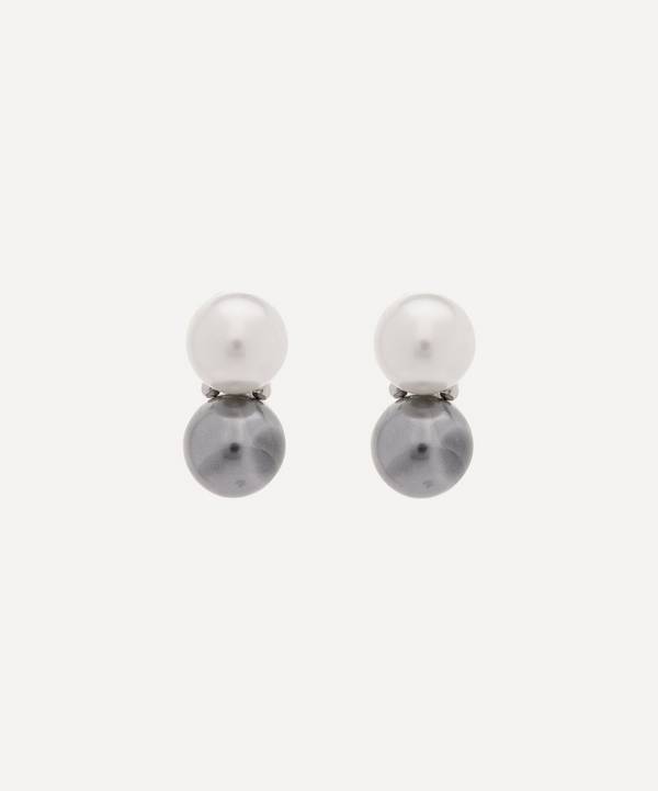 Kenneth Jay Lane - Rhodium-Plated Grey and White Faux Pearl Earrings image number 0