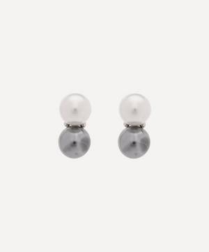 Rhodium-Plated Grey and White Faux Pearl Earrings