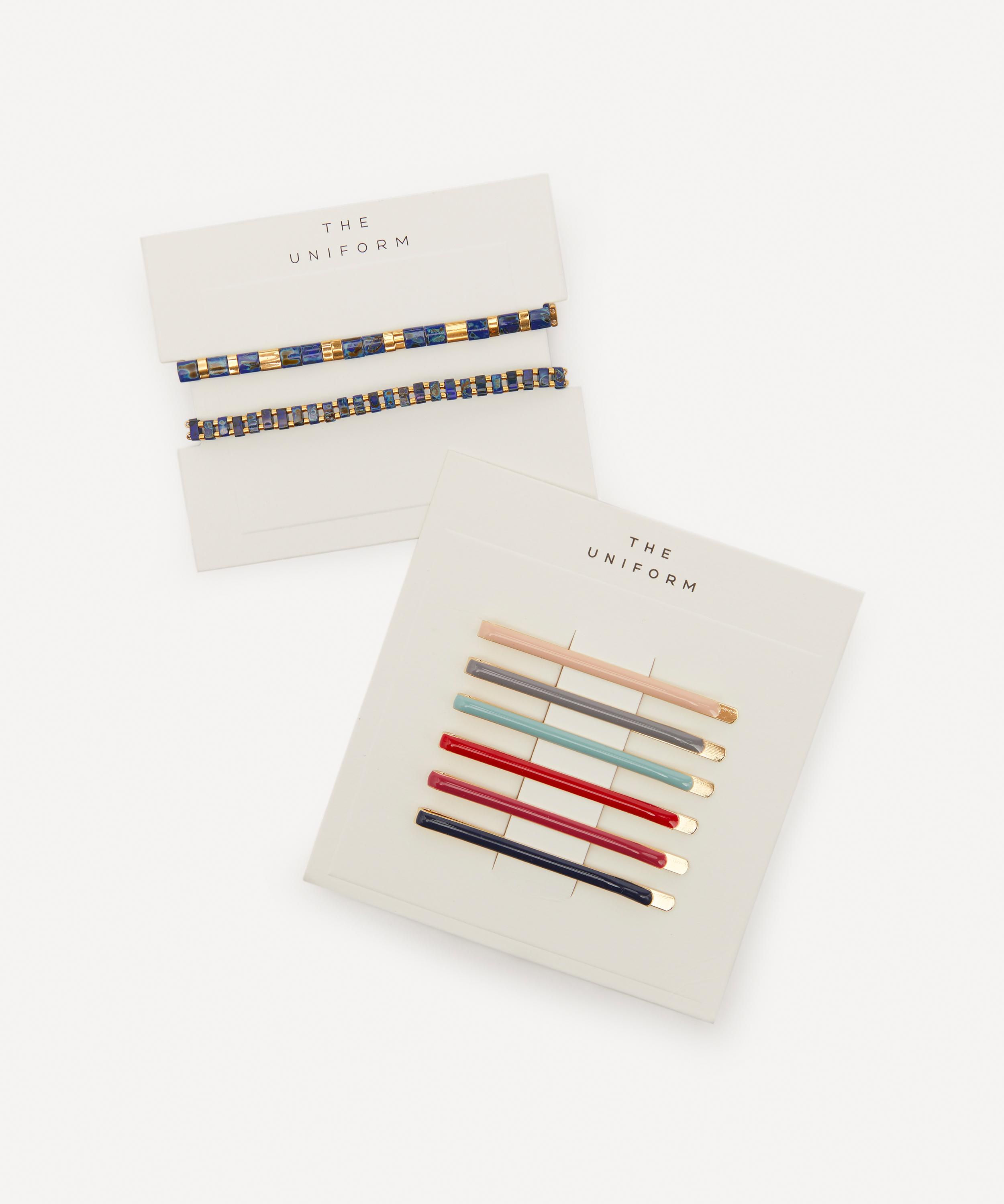 THE UNIFORM - Glass Beaded Bracelets and Multi Enamel Hair Slides Set image number 0