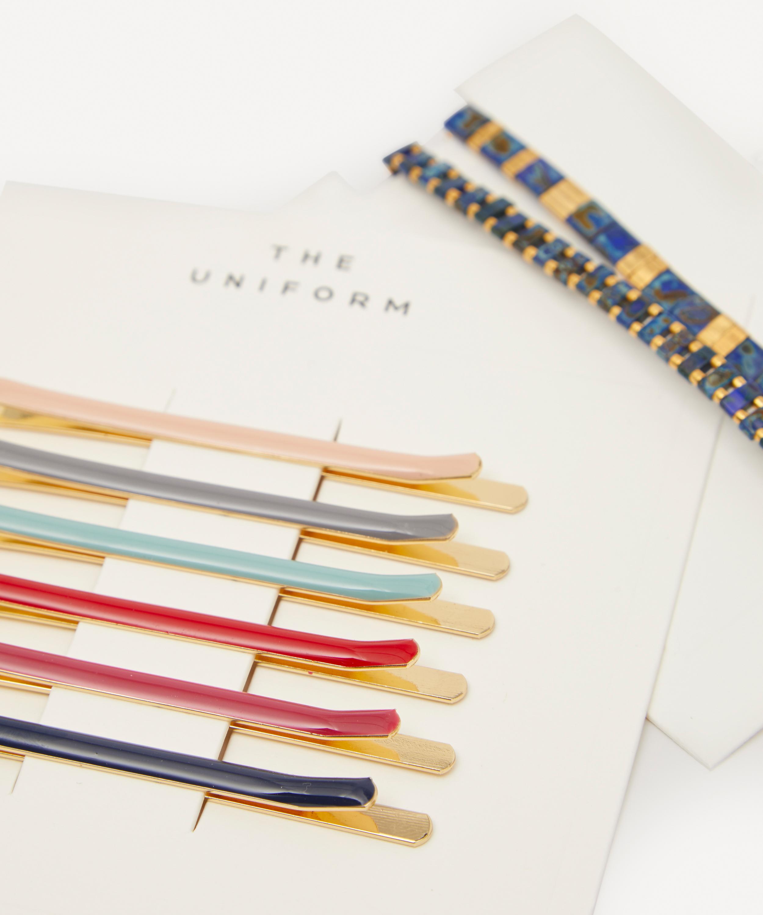 THE UNIFORM - Glass Beaded Bracelets and Multi Enamel Hair Slides Set image number 5