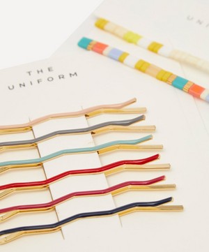 THE UNIFORM - Glass Beaded Bracelets and Multi Enamel Zig-Zag Hair Slides Set image number 5