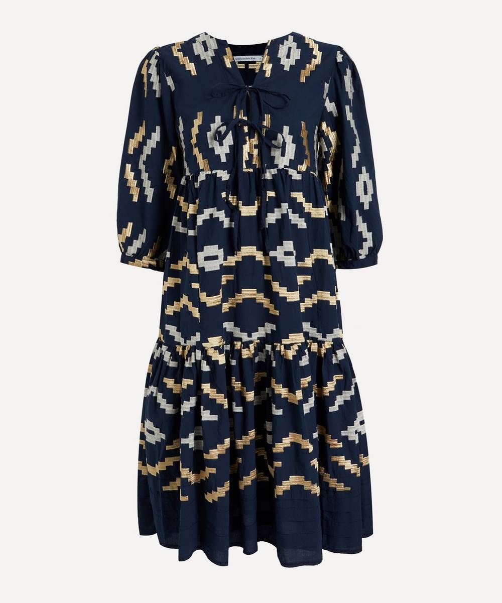 Kori - Geometric Embroidered Midi-Dress