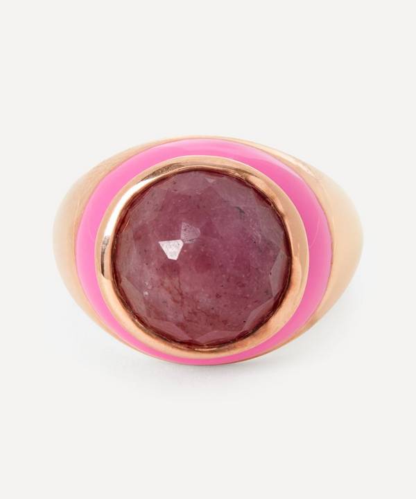 Adore Adorn - Rose Gold-Plated Rouge Ruby and Rose Enamel Ring