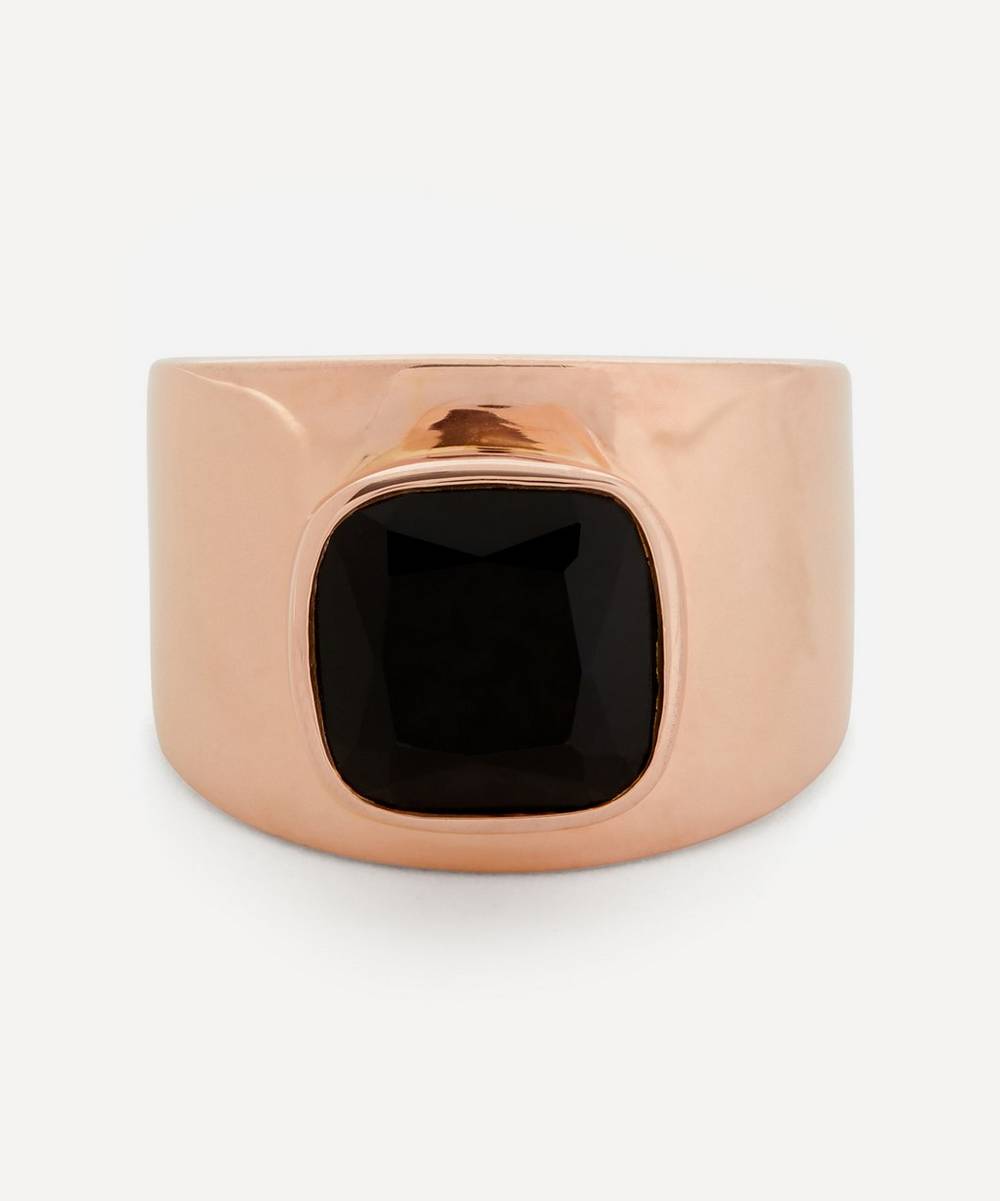 Adore Adorn - Rose Gold Plated Vermeil Silver Lilly Black Onyx Ring