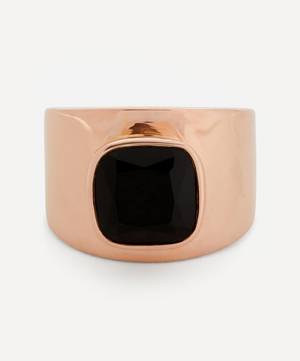 Rose Gold Plated Vermeil Silver Lilly Black Onyx Ring