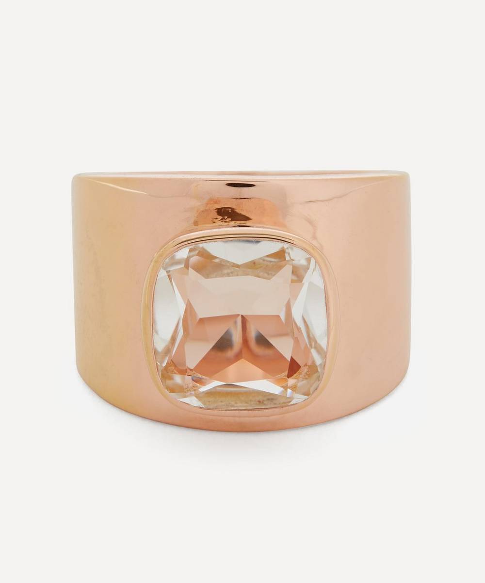 Adore Adorn - Rose Gold Plated Vermeil Silver Lilly Clear Quartz Ring