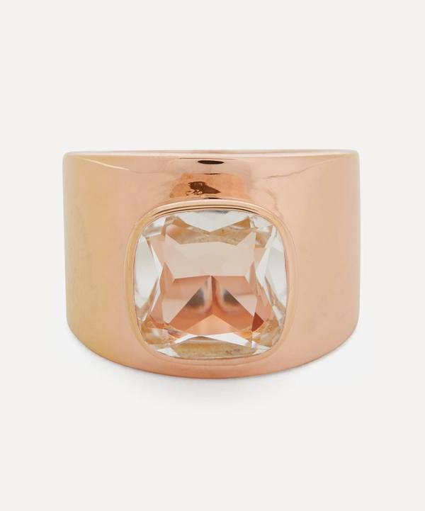 Adore Adorn - Rose Gold Plated Vermeil Silver Lilly Clear Quartz Ring image number 0
