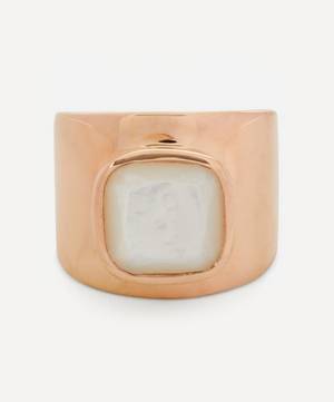 Rose Gold Plated Vermeil Silver Lilly Mother of Pearl Ring