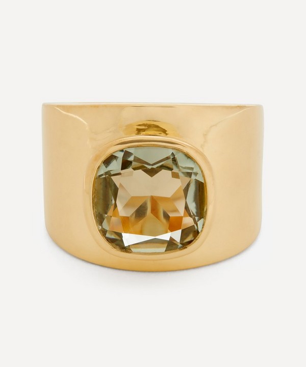 Adore Adorn - Gold Plated Vermeil Silver Lilly Green Amethyst Ring image number null