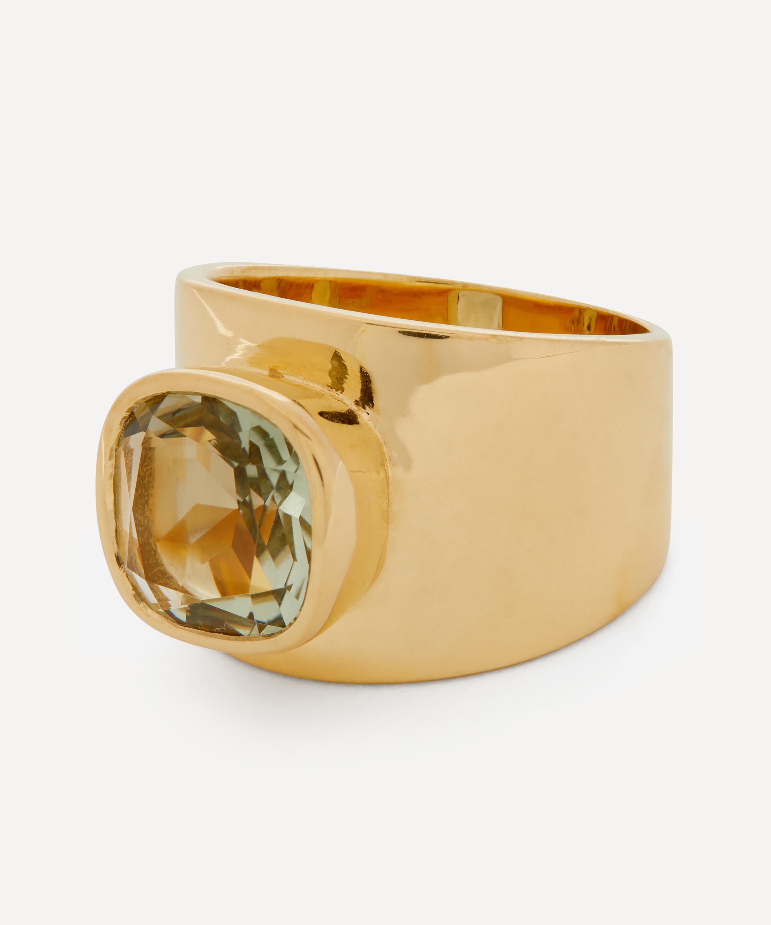 Adore Adorn - Gold Plated Vermeil Silver Lilly Green Amethyst Ring image number 2