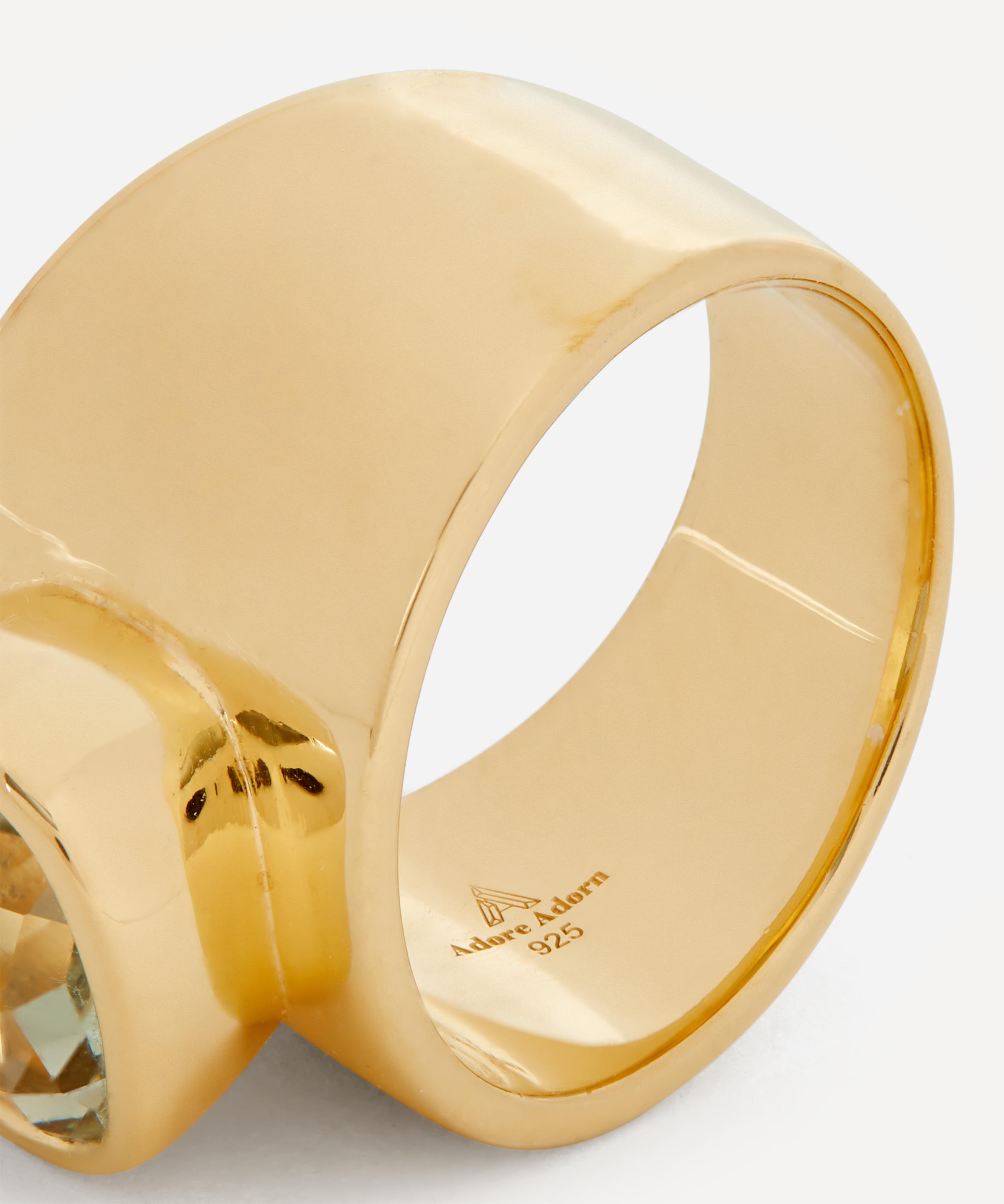 Adore Adorn - Gold Plated Vermeil Silver Lilly Green Amethyst Ring image number 3