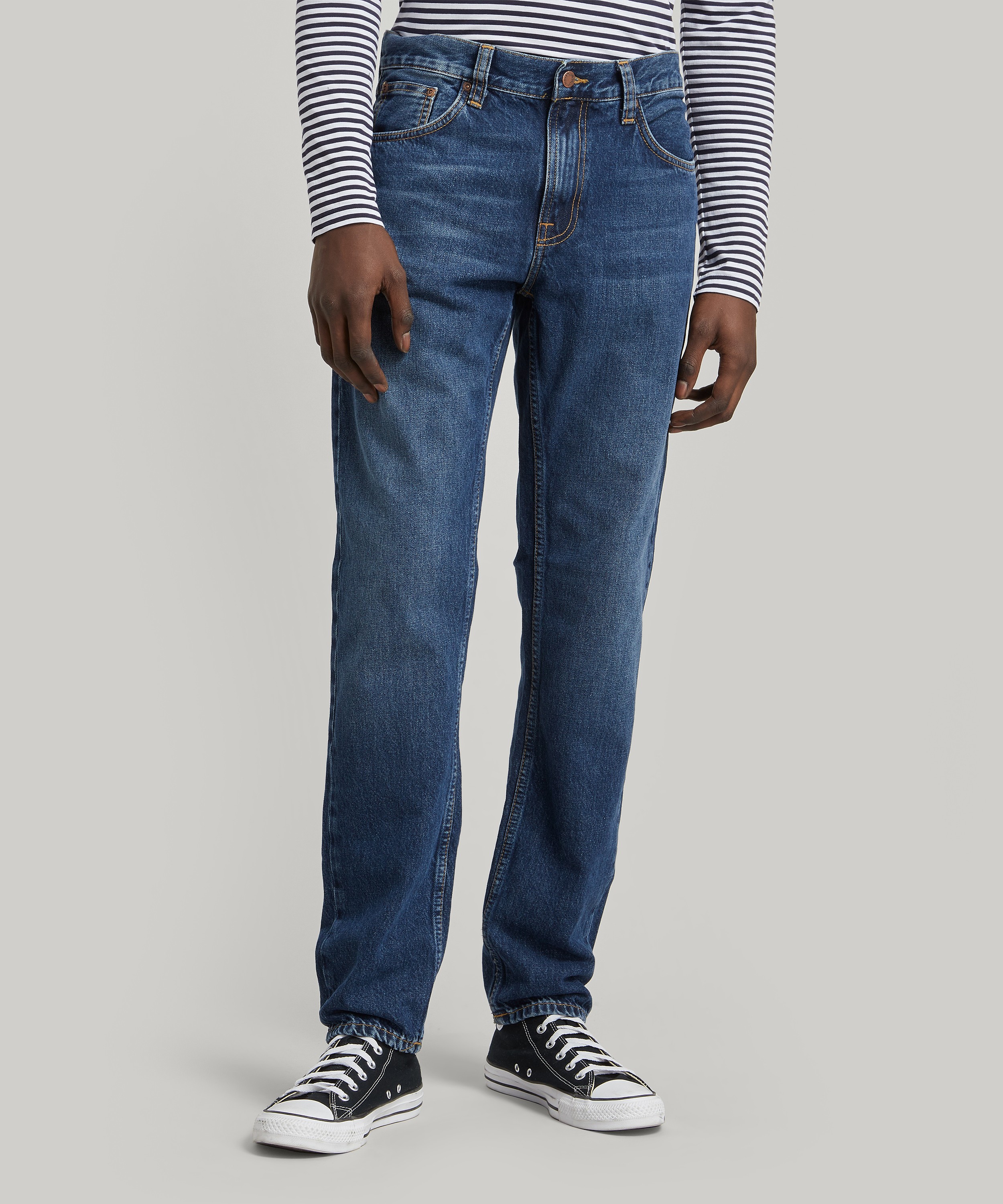Men Slate Blue Baggy Fit Rigid Jeans