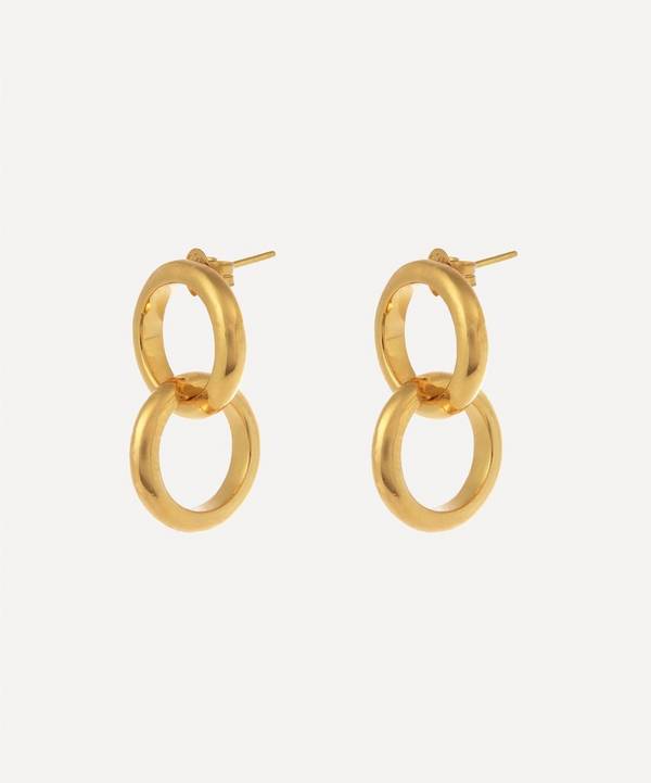Shyla - Gold-Plated Celestine Double Hoop Drop Earrings