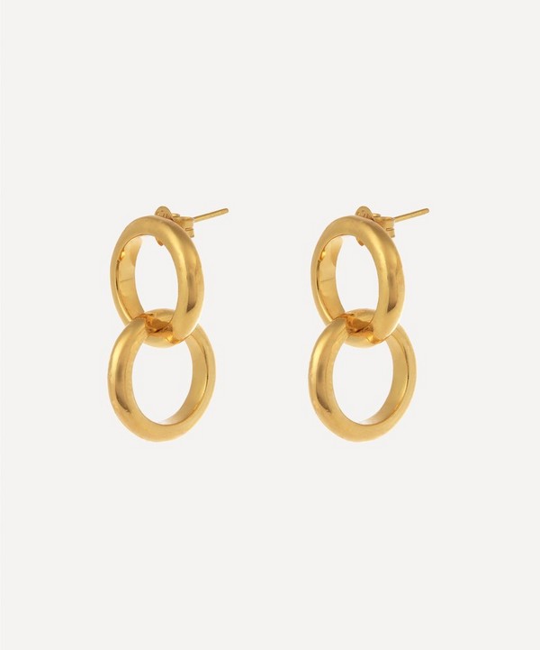 Shyla - Gold-Plated Celestine Double Hoop Drop Earrings image number null