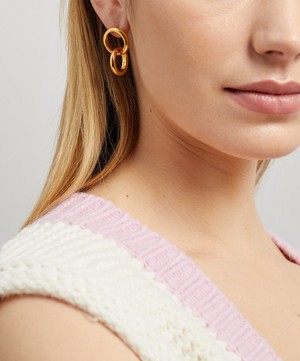 Shyla - Gold-Plated Celestine Double Hoop Drop Earrings image number 1