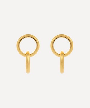 Shyla - Gold-Plated Celestine Double Hoop Drop Earrings image number 2
