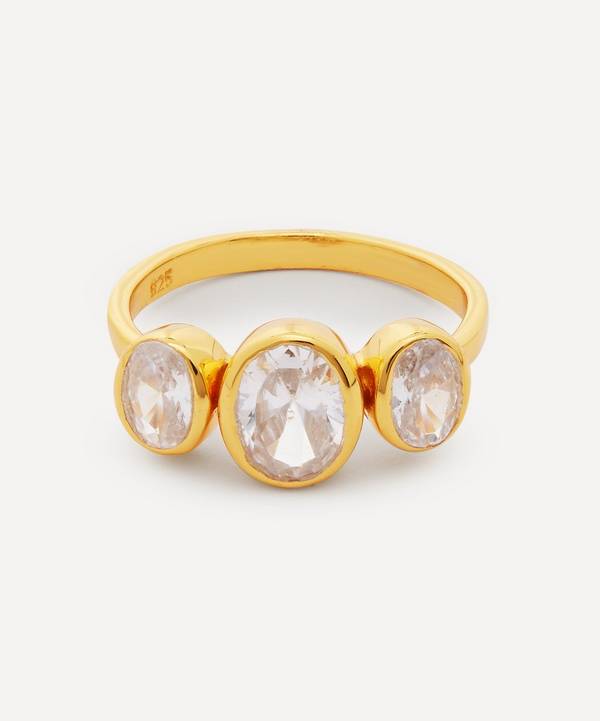 Shyla - Gold-Plated Isla Triple Glass Crystal Ring