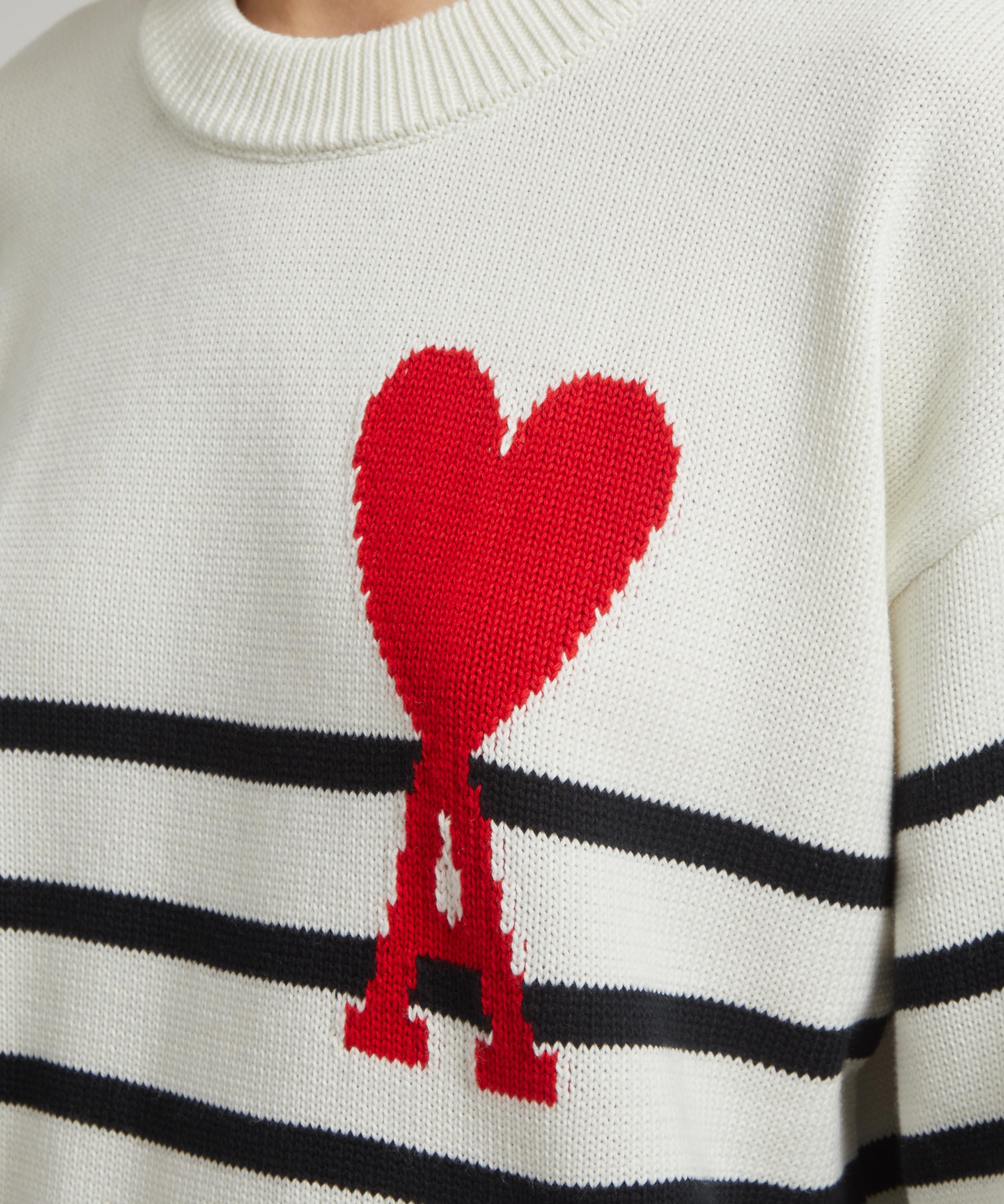 AMI Big Heart Wool Sweater Off White at