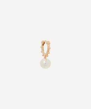 10ct Gold Sea Anemone Pearl Single Huggie Hoop Earring