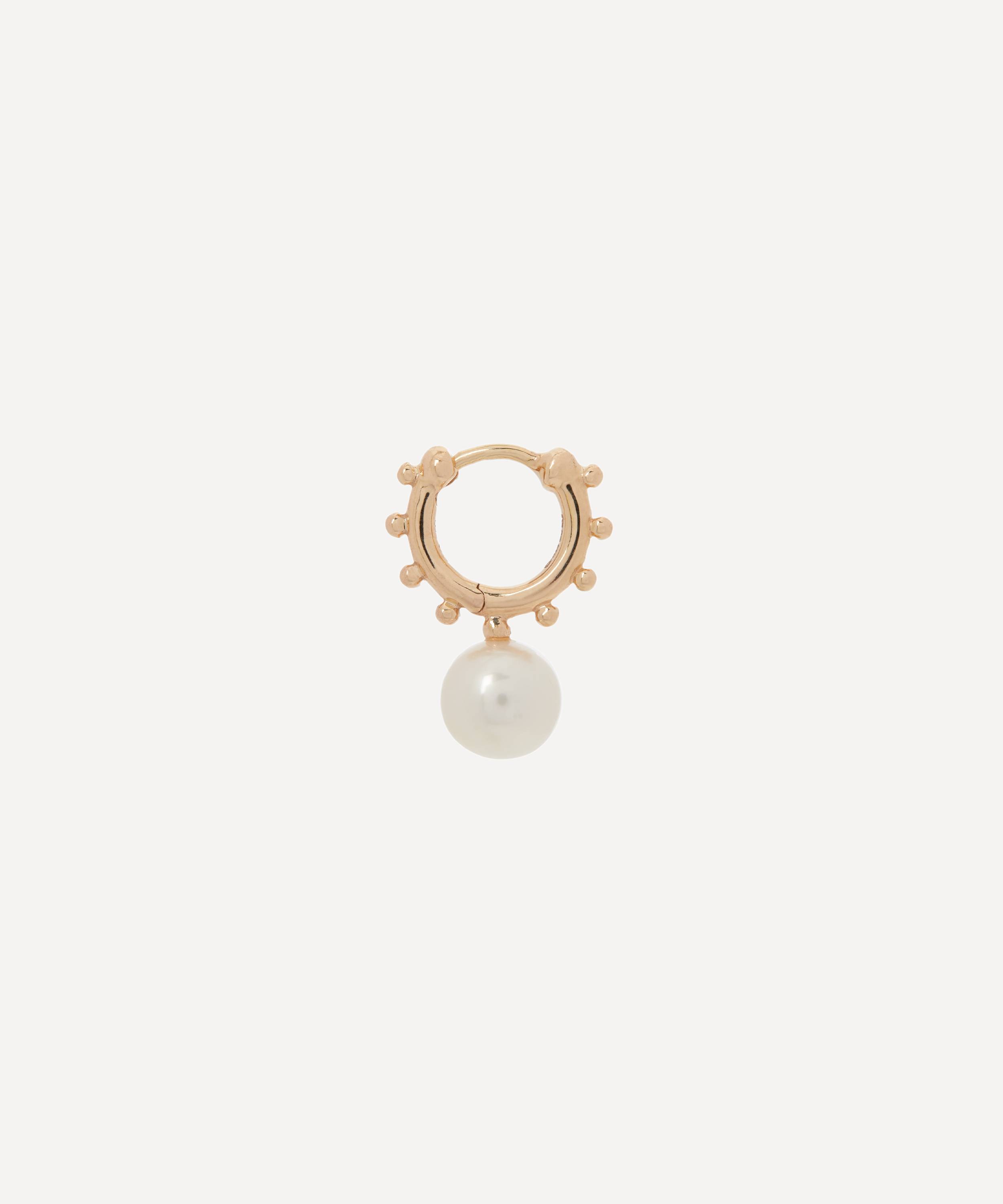Hirotaka 10ct Gold Sea Anemone Pearl Single Huggie Hoop Earring