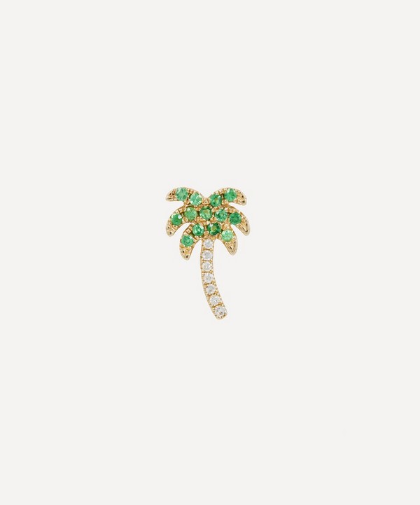 Roxanne First - 14ct Gold Rocky's Palm Tree Green Garnet and Diamond Single Stud Earring image number null