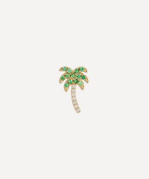 Roxanne First - 14ct Gold Rocky's Palm Tree Green Garnet and Diamond Single Stud Earring image number 0