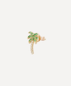 Roxanne First - 14ct Gold Rocky's Palm Tree Green Garnet and Diamond Single Stud Earring image number 2