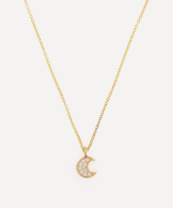 Roxanne First - 14ct Gold Micro Diamond Moon Pendant Necklace