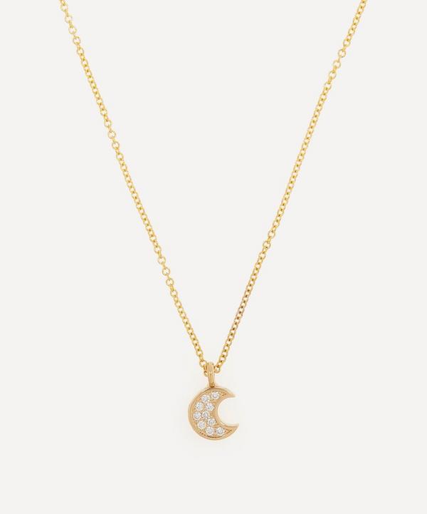 Roxanne First - 14ct Gold Micro Diamond Moon Pendant Necklace image number null