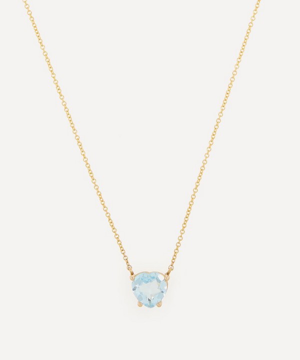 Roxanne First - 14ct Gold Honor's Baby Blue Topaz Heart Pendant Necklace image number null
