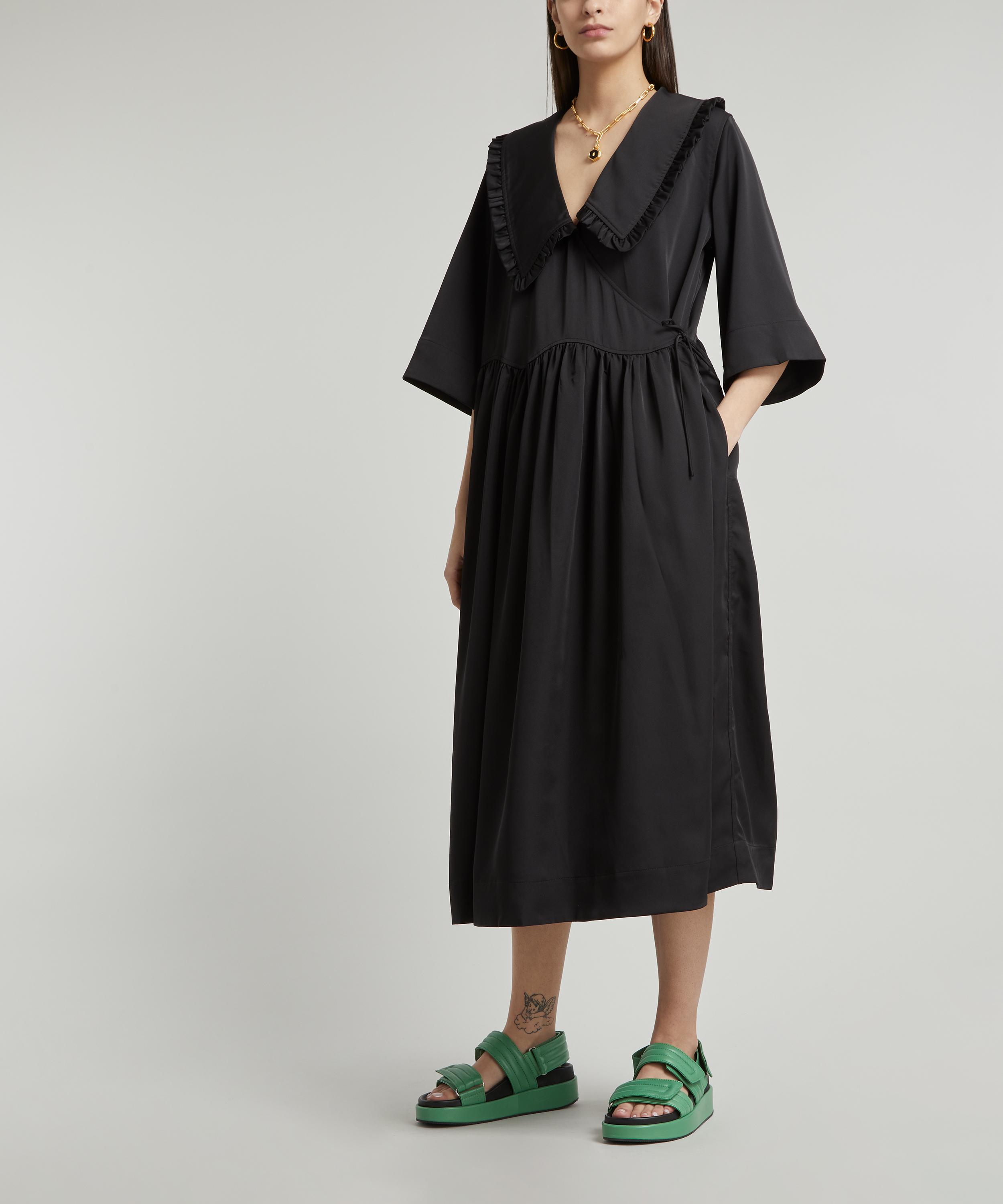 Ganni Smocked Satin Wrap Dress | Liberty