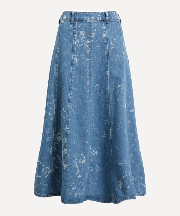 Ganni - Bleached Denim A-Line Skirt