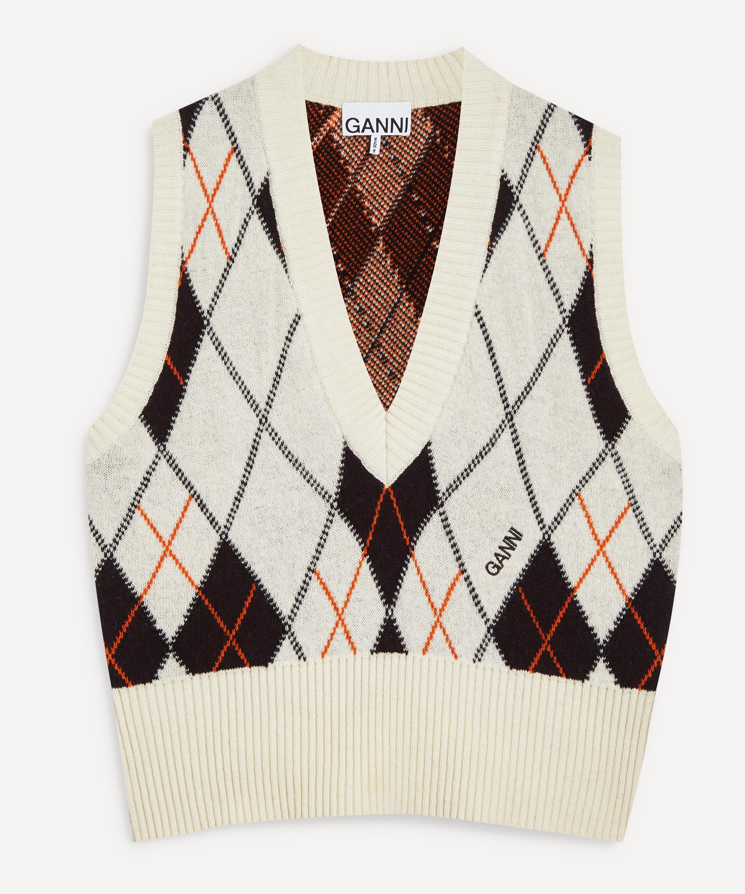 argyle-print knitted vest