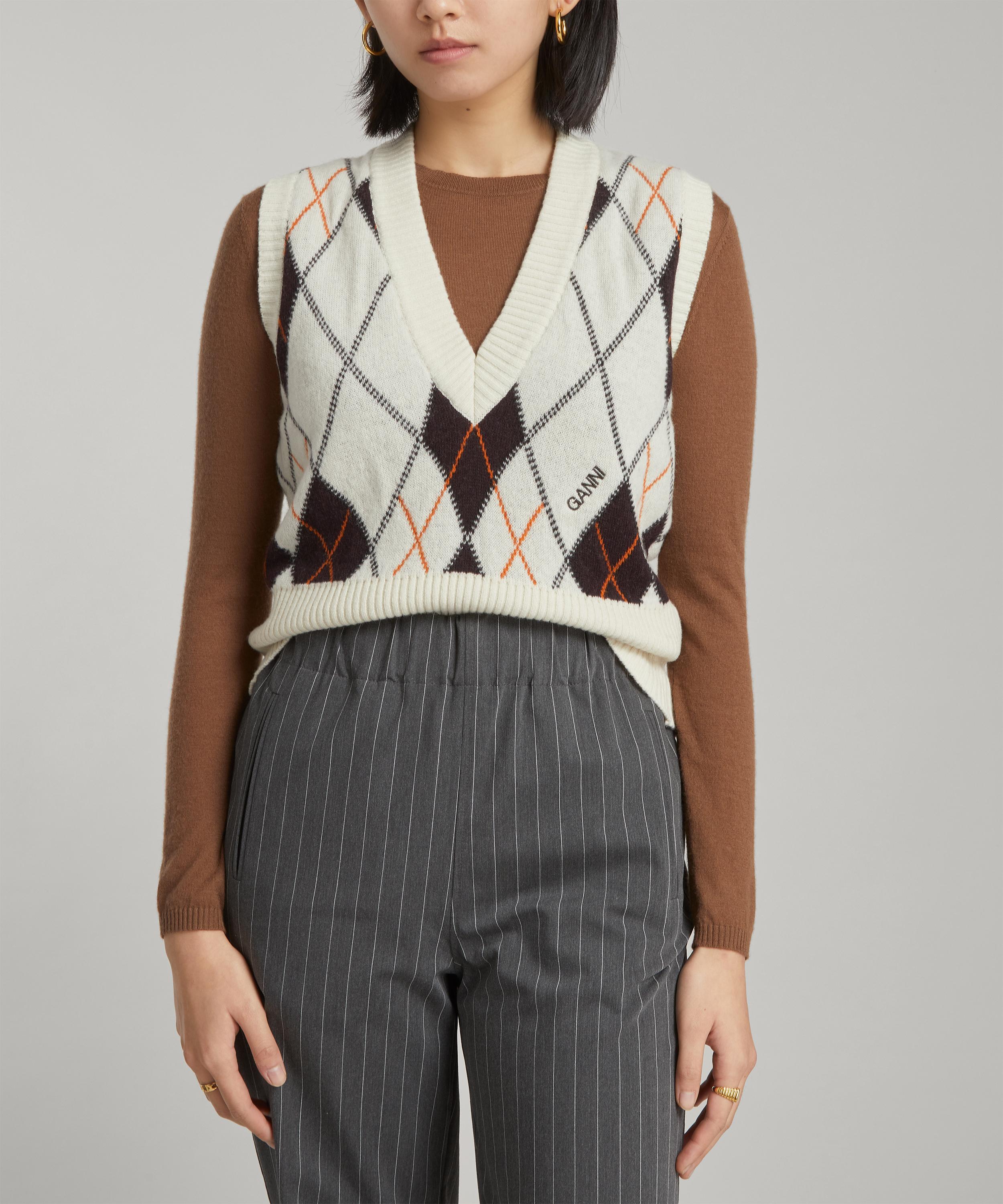 argyle-print knitted vest