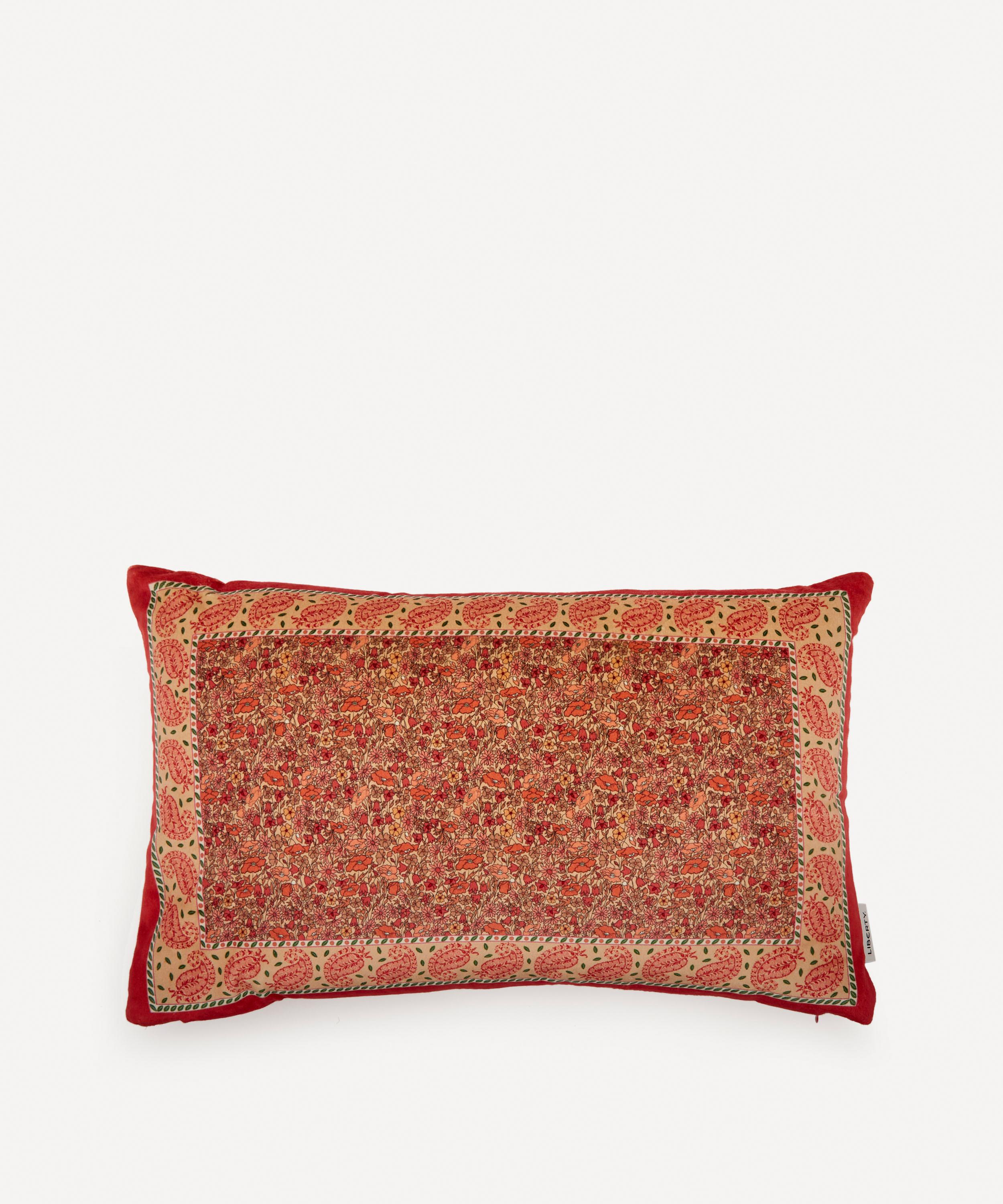 Liberty - Tiger Poppy Persia Rectangular Velvet Cushion image number 1