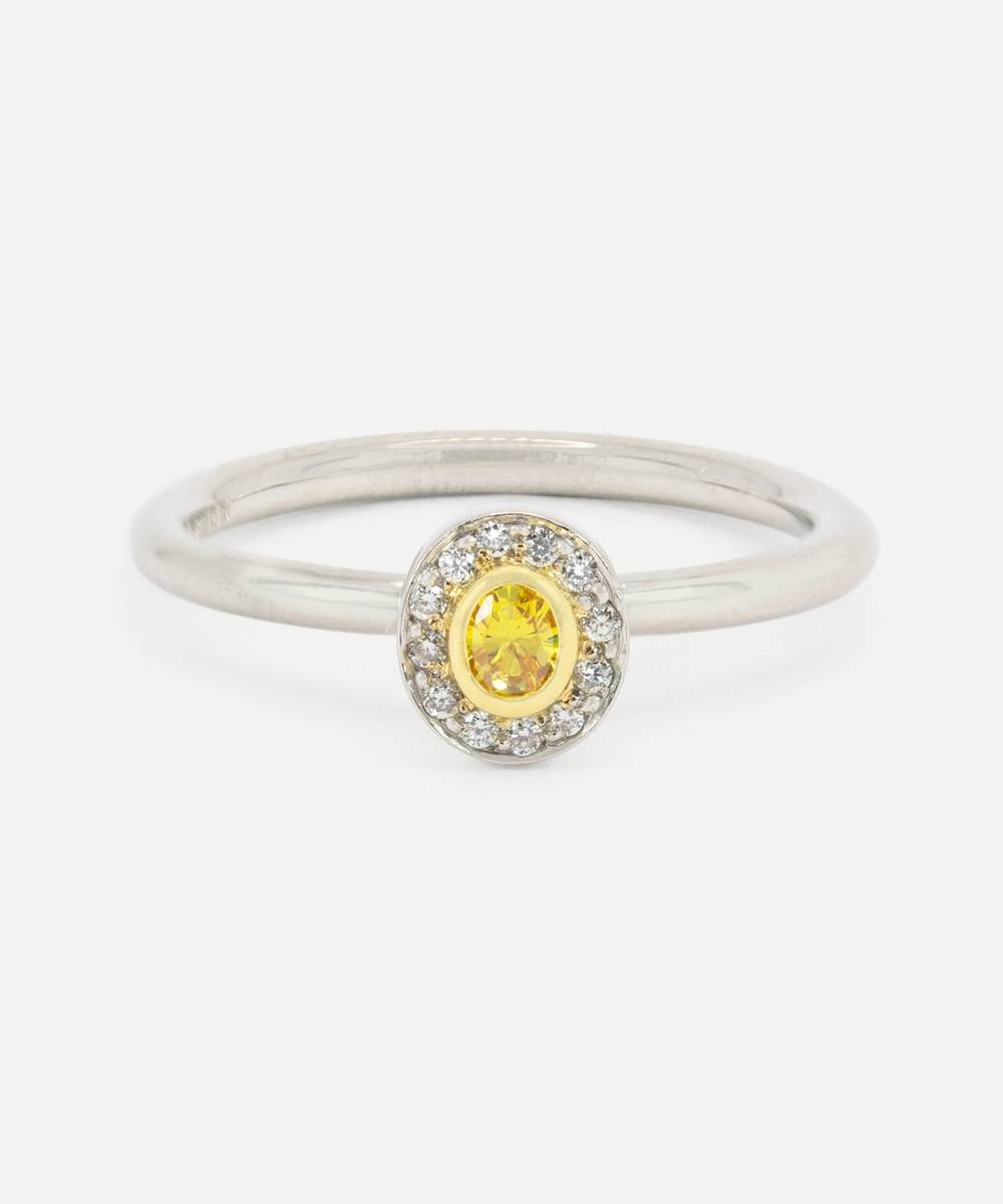 Kojis - Platinum Yellow and White Diamond Cluster Ring